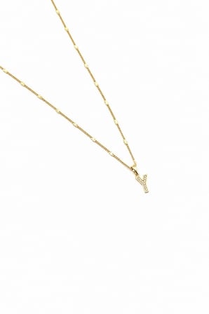Xuping Gold Renkli, Zirkon Taşlı Y Harfi Kolyesi - 45 cm (Anti-Alerjik)