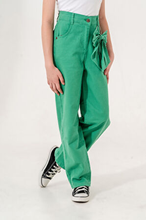 Kız Çocuk Fiyonklu Keten Pantolon 2557