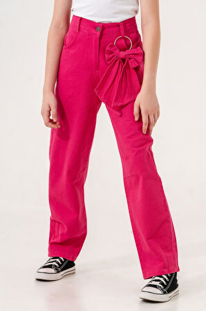 Kız Çocuk Fiyonklu Keten Pantolon 2557