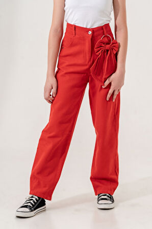 Kız Çocuk Fiyonklu Keten Pantolon 2557