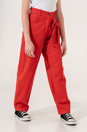 Kız Çocuk Fiyonklu Keten Pantolon 2557