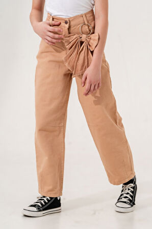 Kız Çocuk Fiyonklu Keten Pantolon 2557