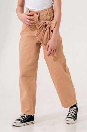 Kız Çocuk Fiyonklu Keten Pantolon 2557