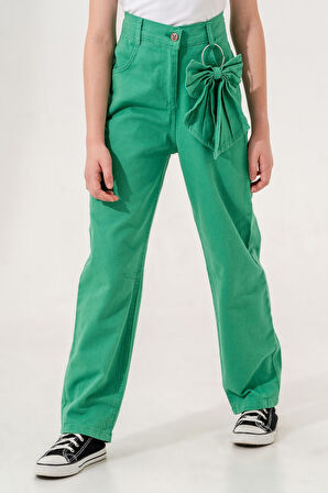 Kız Çocuk Fiyonklu Keten Pantolon 2557