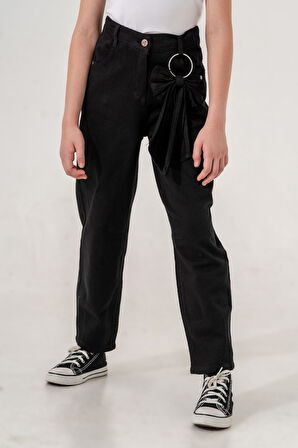 Kız Çocuk Fiyonklu Keten Pantolon 2557