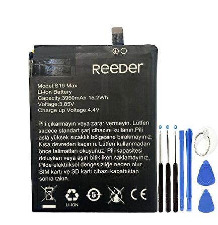 Reeder S19 Max Pil Batarya 3950 mAh+Tamir Seti