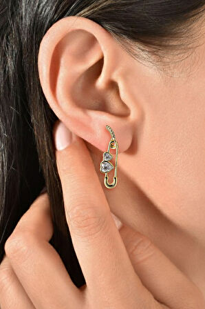 Zirkon Taşlı Modern Ataç Model Xuping Küpe - Gold