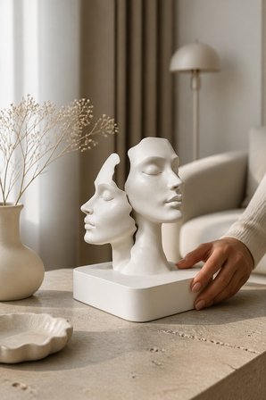 İkiliğin Yüzleri Figürlü Minimalist Dekoratif Biblo