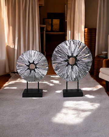 2'li İris Dekoratif Daire Biblo Obje C 4055