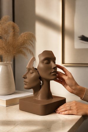 İkiliğin Yüzleri Figürlü Minimalist Dekoratif Biblo