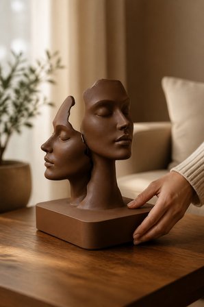 İkiliğin Yüzleri Figürlü Minimalist Dekoratif Biblo