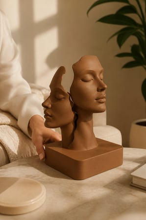 İkiliğin Yüzleri Figürlü Minimalist Dekoratif Biblo