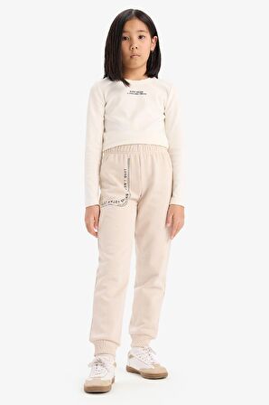 DeFacto Kız Çocuk Baskılı Beli Paçası Lastikli Jogger Eşofman Altı D7012A824WNBG186