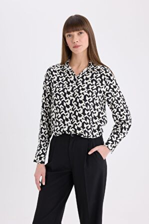 DeFacto Regular Fit Baskılı Uzun Kollu Gömlek I8266AZ25SPBK81