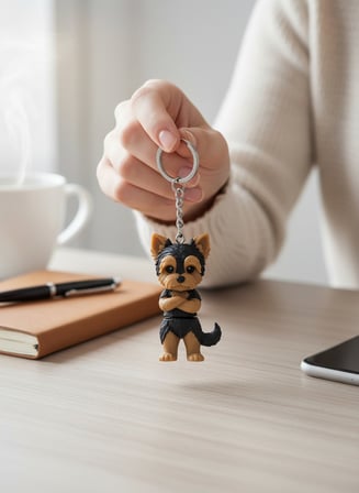 Yorkshire Terrier Köpek Figürlü Hareketli Anahtarlık