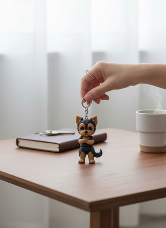 Yorkshire Terrier Köpek Figürlü Hareketli Anahtarlık