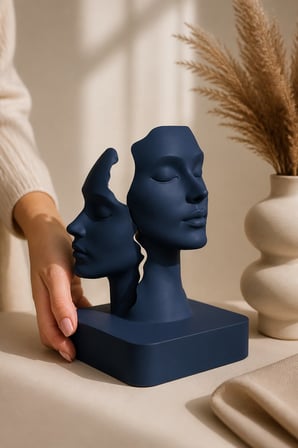 İkiliğin Yüzleri Figürlü Minimalist Dekoratif Biblo