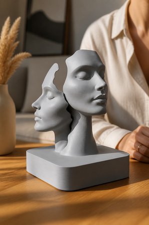 İkiliğin Yüzleri Figürlü Minimalist Dekoratif Biblo