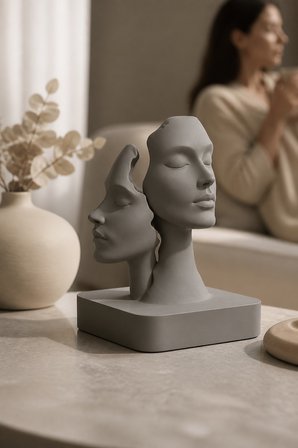 İkiliğin Yüzleri Figürlü Minimalist Dekoratif Biblo