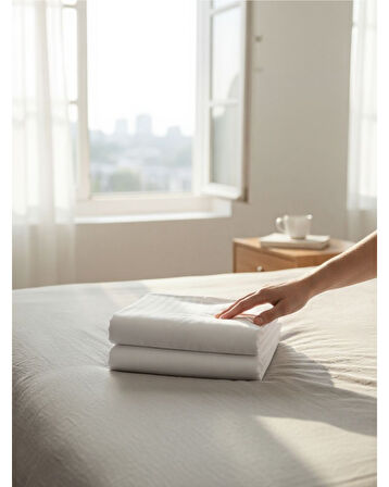 Lumira Çizgili Pamuk Saten Nevresim Takımı | Tek Kişilik Premium | 83 Tel Otel Serisi | 160x230