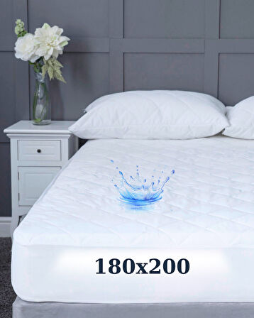 Çift Kişilik 180x200 Su Geçirmez Fitted Lastikli Yatak Koruyucu Alez | Kapitone Silikon Elyaf