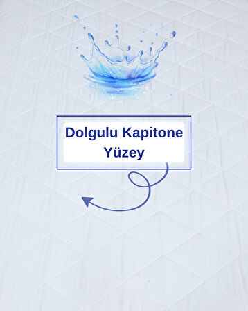 Çift Kişilik 180x200 Su Geçirmez Fitted Lastikli Yatak Koruyucu Alez | Kapitone Silikon Elyaf