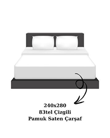 Nivora Çift Kişilik Çizgili Pamuk Saten Çarşaf | 240x280 | Mix & Match | Otel Serisi