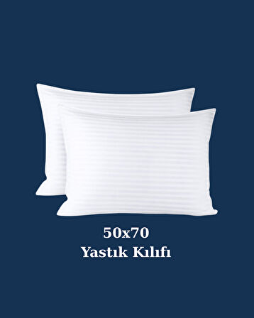 Otel Tipi Lüks Yastık Kılıfı | 83 Tel Pamuk Saten Çizgili Kumaş | 50x70
