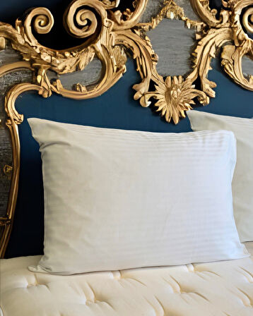 Otel Tipi Lüks Yastık Kılıfı | 83 Tel Pamuk Saten Çizgili Kumaş | 50x70