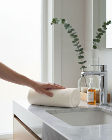 %100 Pamuk | Velune Banyo Havlusu 2'li Set | Kırık Beyaz | 80x160 | Otel Serisi