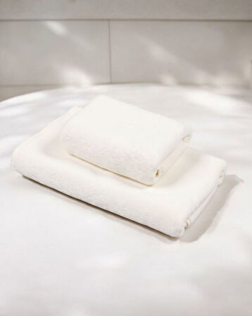 %100 Pamuk | Velune Banyo Havlusu 2'li Set | Kırık Beyaz | 80x160 | Otel Serisi