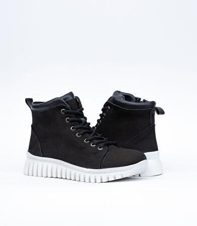 Kadın Hakiki Nubuk Deri Kaymaz Kauçuk Taban Günlük Bot