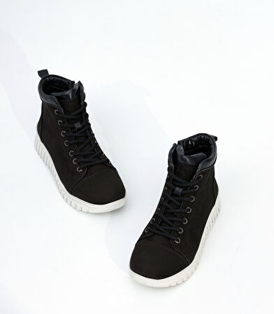 Kadın Hakiki Nubuk Deri Kaymaz Kauçuk Taban Günlük Bot