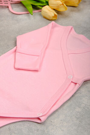 Pamuklu  Uzun Kollu V Yaka Çıtçıtlı Body Zıbın