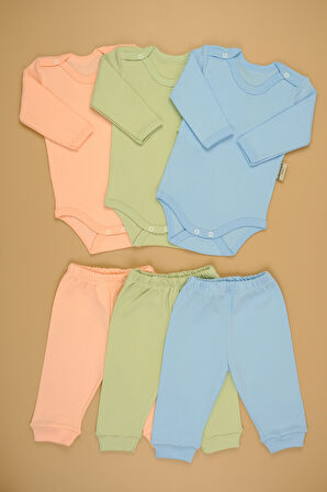 Pamuklu Yumuşak Kız - Erkek Bebek Uzun Kollu 3'lü Takım