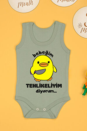 Pamuklu Tehlikeliyim Diyorum Baskılı Çıtçıt Body Zıbın