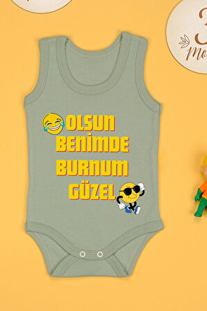 Olsun Benimde Burnum Güzel Baskılı Çıtçıt Body Zıbın
