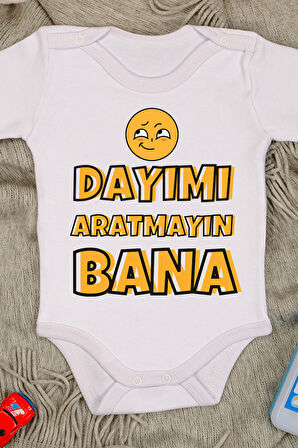 Pamuklu Dayım Sevgisi Baskılı Uzun Kol Body Zıbın