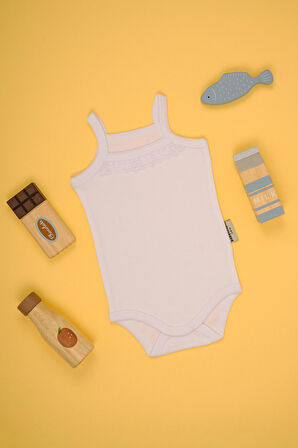 İp Askılı Pamuk Dantel Detaylı Çıt Çıt Zıbın