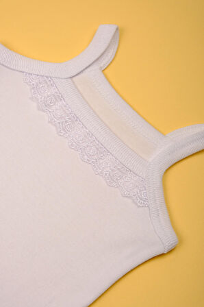 İp Askılı Pamuk Dantel Detaylı Çıt Çıt Zıbın