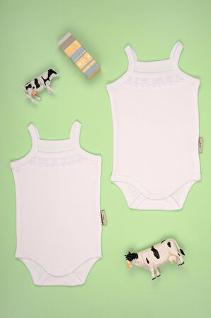 İp Askılı Pamuk Dantel Detaylı 2'li Paket Çıt Çıt Zıbın