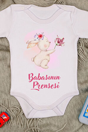 Pamuklu Babasının Prensesi Baskılı Çıtçıt Body Zıbın