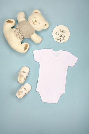 Pamuklu Kalp Göz Baskılı Kısa Kollu Çıtçıt Body Zıbın