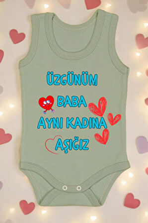 Baba Aynı Kadına Aşığız Baskılı Pamuk Atlet Zıbın