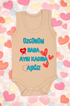 Baba Aynı Kadına Aşığız Baskılı Pamuk Atlet Zıbın