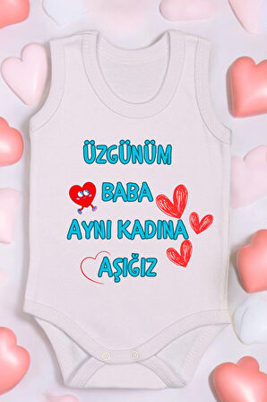 Baba Aynı Kadına Aşığız Baskılı Pamuk Atlet Zıbın