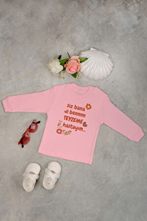 %100 Pamuk Teyzeme Hastayım Yumuşak Baskılı Omuz Çıt Çıt Zıbın