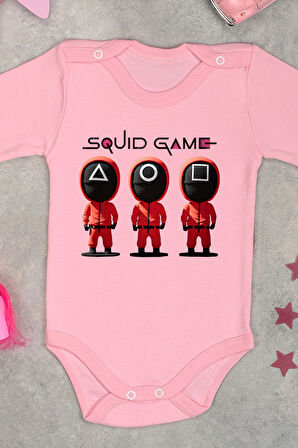 %100 Pamuk Squid Game Baskılı Omuz Çıt Çıt Zıbın