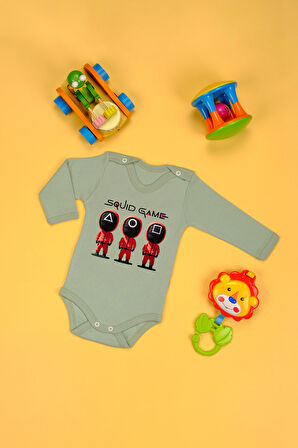 %100 Pamuk Squid Game Baskılı Omuz Çıt Çıt Zıbın