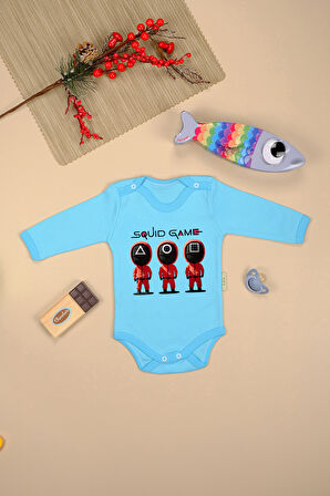 %100 Pamuk Squid Game Baskılı Omuz Çıt Çıt Zıbın